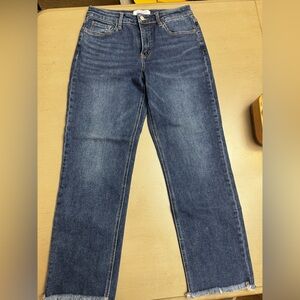 Lovervet by vervet size 28/7 blue denim midrise bootcut jeans with raw hem EUC